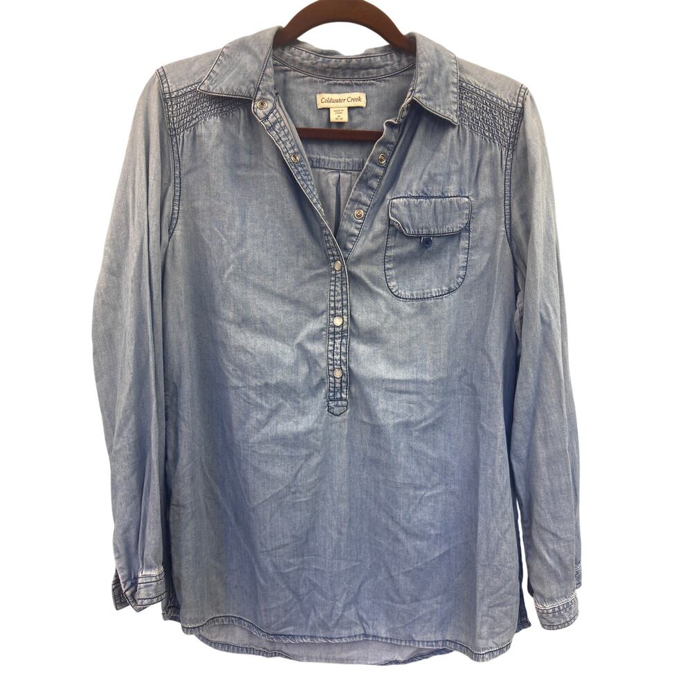 Coldwater Creek Women's Denim Blue Shirt Medium 10-12